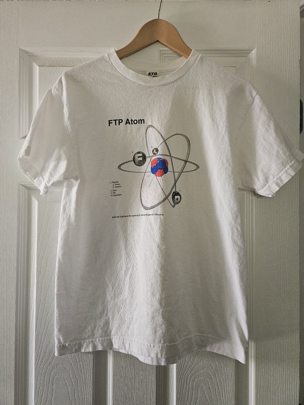 FTP Atom Graphic Cotton Tee - White with Red & Blue Detail Medium